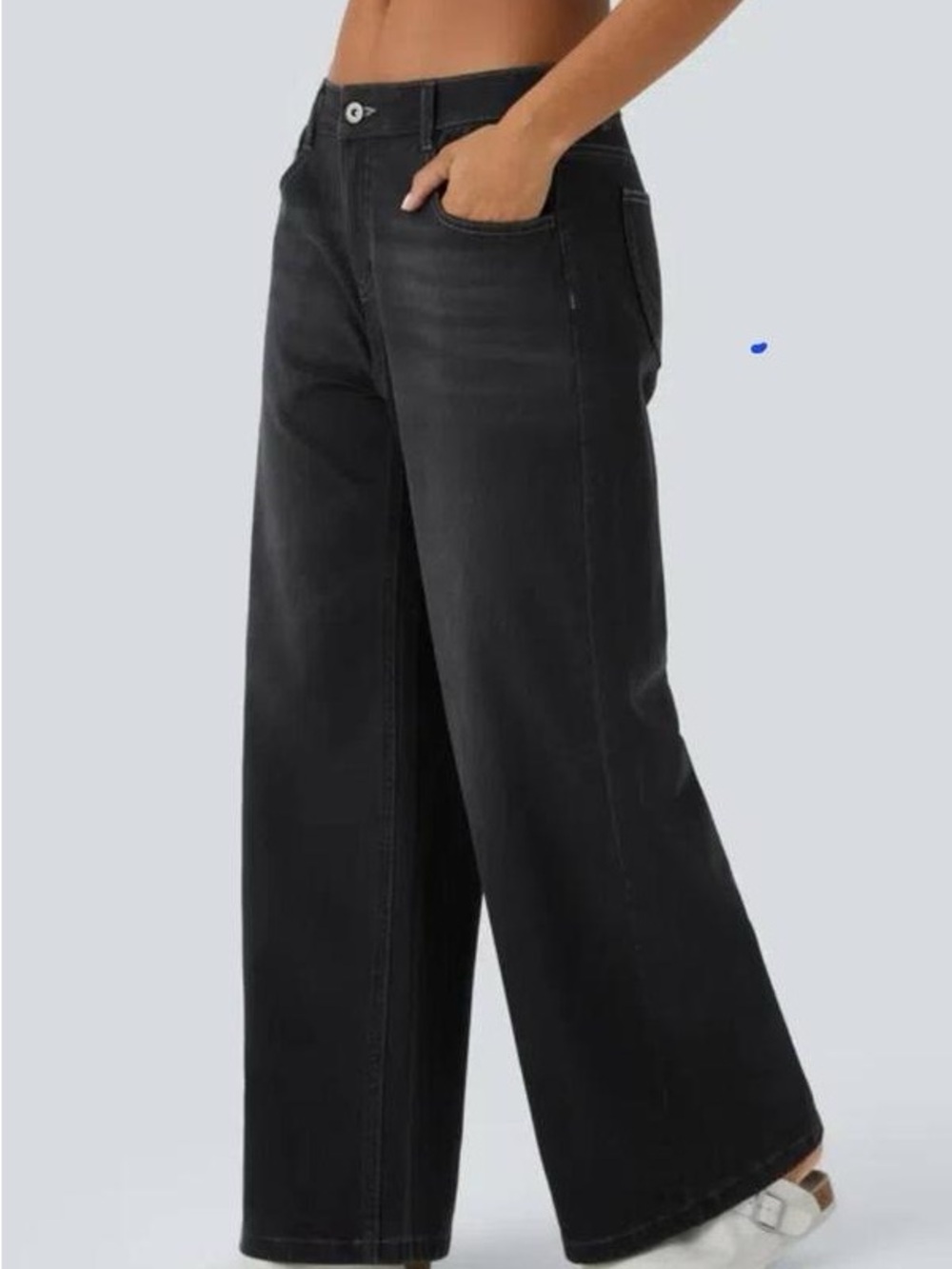 HALARA Black Wide-Leg High-Rise Jeans